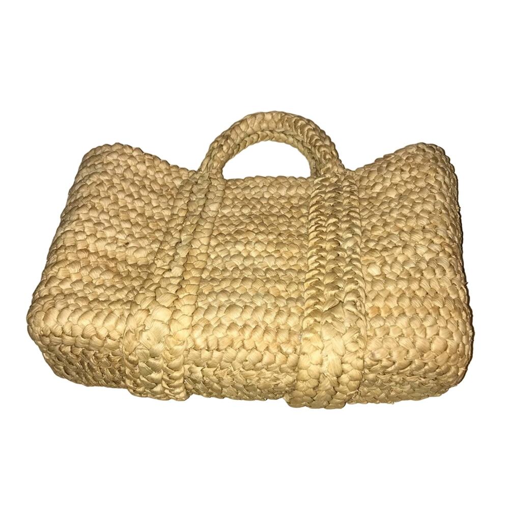 Skemo Large Luxury Woven Beach Tote straw raffia natural beads - Picture 3 of 6